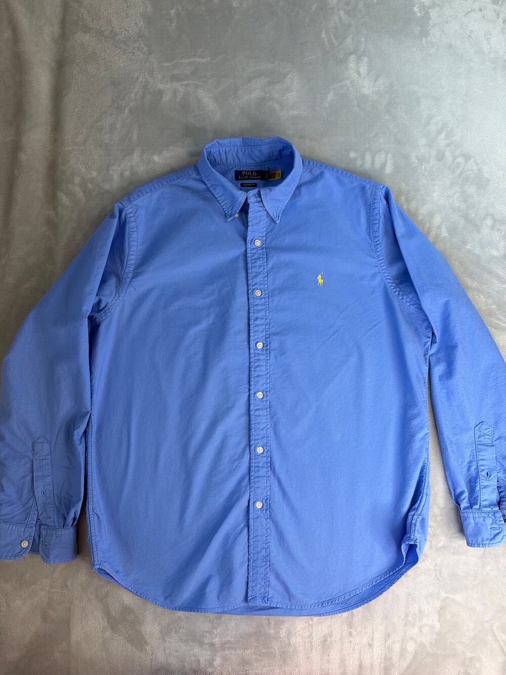 Polo Ralph Lauren Shirt Mens XL Classic Fit Blue Yellow Button Down Long Sleeve